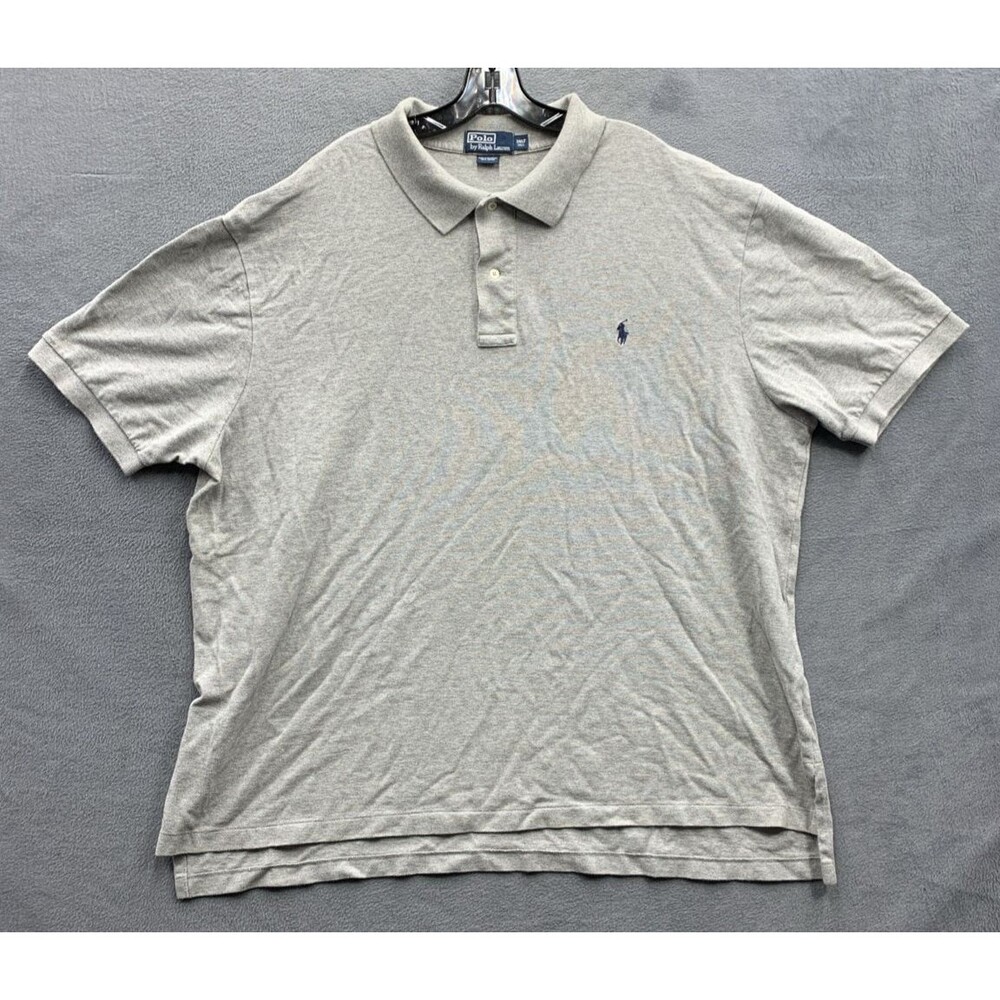 Vtg Polo Ralph Lauren Polo Shirt Men's Gray Short Sleeve Blue Pony 3XLT